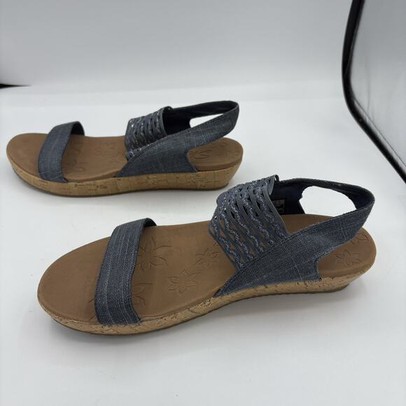 Skechers Sandals Womens Size 9 Luxe Foam Brie Most Wanted Cork Wedge Gray 119013 - Picture 9 of 10